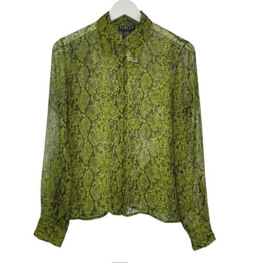 FINITY Silk Boah Snake Print Sheer Buttoned Vintage Shirt 80s 90s Classy Rich 4